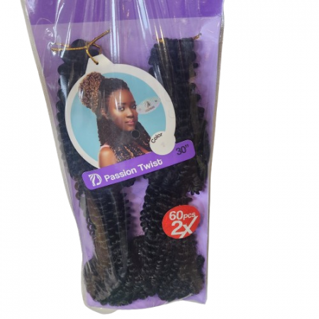 The Darling Passion Twist 30" Colour 1 is a pack of 10 synthetic hair extension