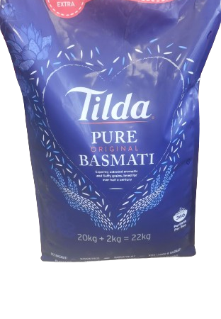 Tilda Pure Original Basmati Rice 20kg Plus Extra 2kg so 22kg bag