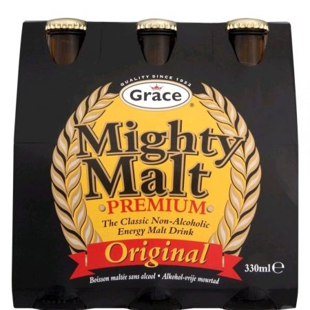 GRACE Mighty Malt Premium Original Drink 330mL Glass Bottles (Pack 6)